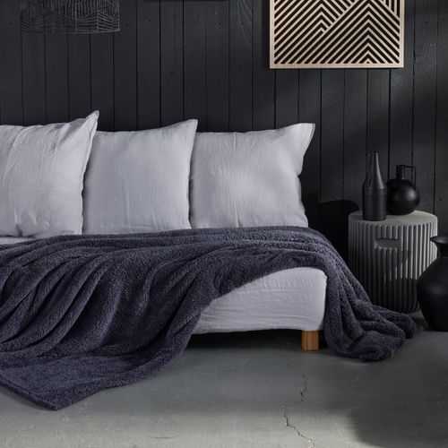 Plaid Teddy Bien Au Chaud Gris Anthracite