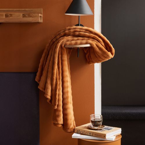 Plaid Damier Uni Moka Marron