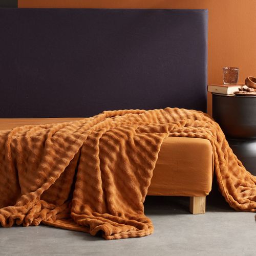 Plaid Damier Uni Moka Marron