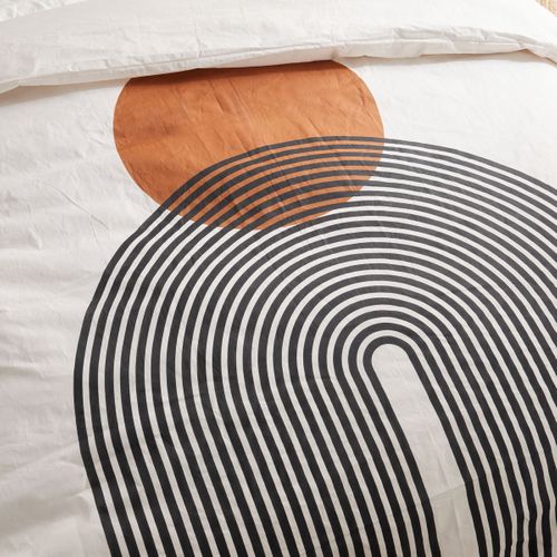 Parure De Lit Imprimé Graphique Moka Blanc