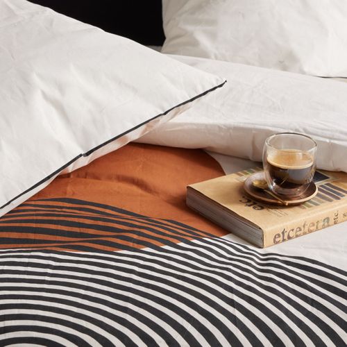 Parure De Lit Imprimé Graphique Moka Blanc