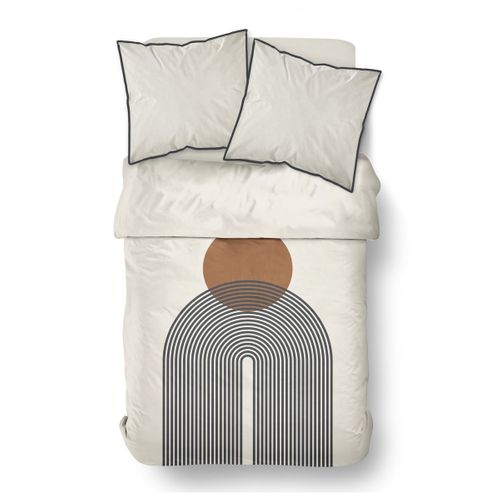 Parure De Lit Imprimé Graphique Moka Blanc