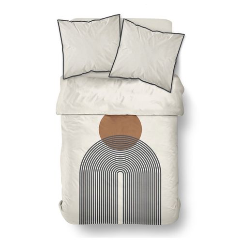 Parure De Lit Imprimé Graphique Moka Blanc