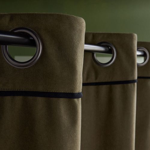 Rideau En Velours Occultant Et Isolant Uni Moka Vert