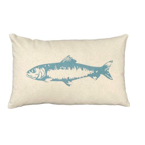 Coussin Rectangulaire Imprimé Coton Beach House Poisson Bleu