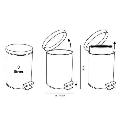 Poubelle 3l Avec Pédale Métal Bathroom Vert