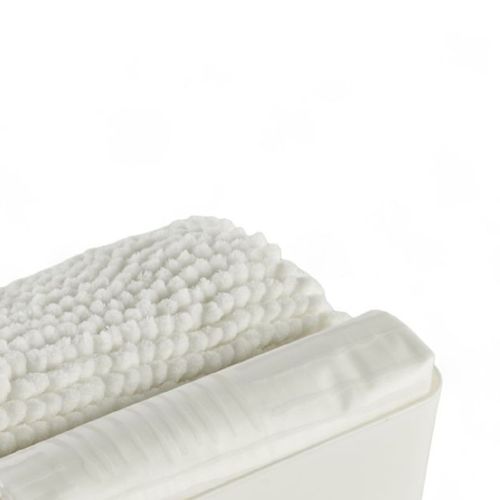 Set De Douche 3 Accessoires Rideau Tapis Panier Bathroom Blanc