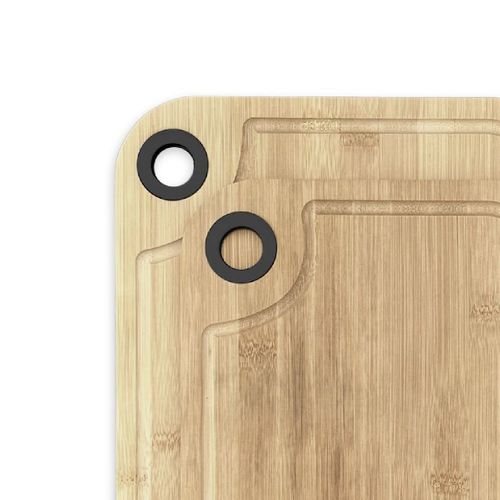 Lot De 2 Planches à Découper En Bois Et Silicone Kitchen Noir