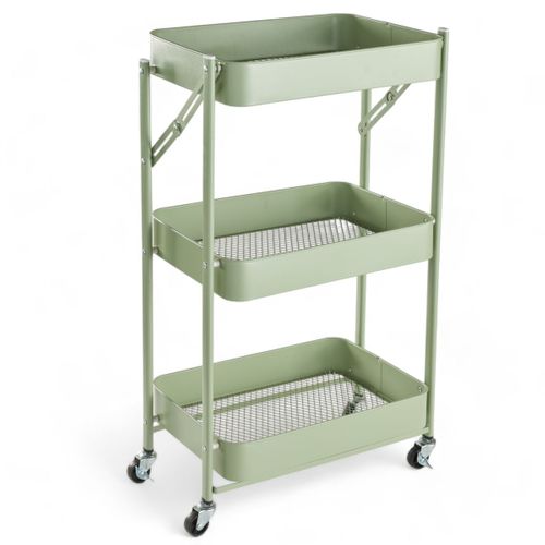 Desserte à Roulettes Sur 3 Niveaux Métal Equipment Vert