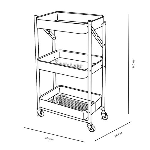 Desserte à Roulettes Sur 3 Niveaux Métal Equipment Vert