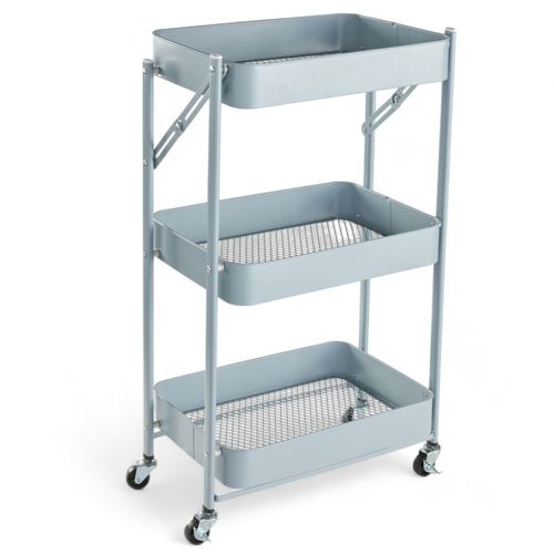 Desserte à Roulettes Sur 3 Niveaux Métal Equipment Bleu