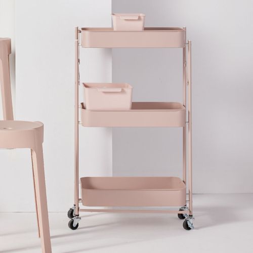 Desserte à Roulettes Sur 3 Niveaux Métal Equipment Rose