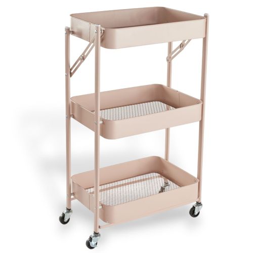 Desserte à Roulettes Sur 3 Niveaux Métal Equipment Rose