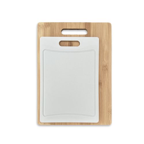 Lot De 2 Planches à Découper En Bois Et Silicone Kitchen Blanc