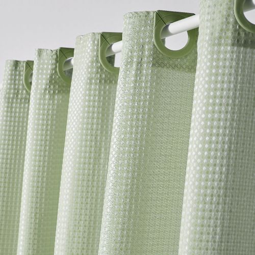 Rideau De Douche Tissu Gaufré à Crochets Uni Bathroom Vert