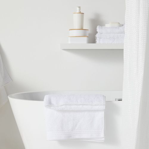 Rideau De Douche Tissu Gaufré à Crochets Uni Bathroom Blanc