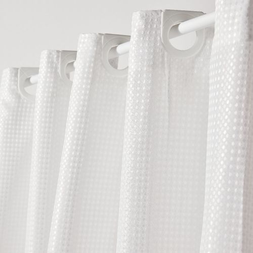 Rideau De Douche Tissu Gaufré à Crochets Uni Bathroom Blanc