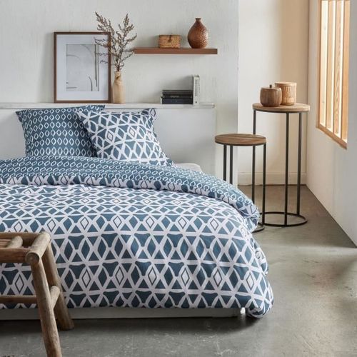 Parure De Lit - Crazy - Imprimé Graphique - 2 Personnes - 220 X 240 Cm - Bleu