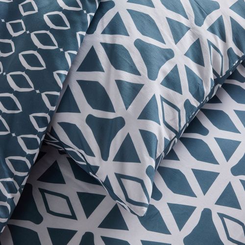 Parure De Lit - Crazy - Imprimé Graphique - 2 Personnes - 220 X 240 Cm - Bleu