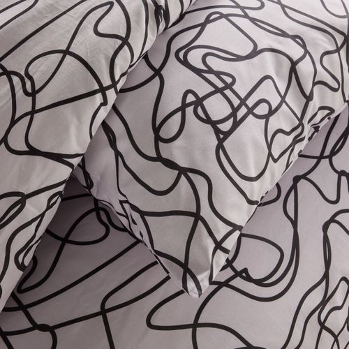 Parure De Lit - Crazy - Imprimé Graphique - 2 Personnes - 220 X 240 Cm - Blanc