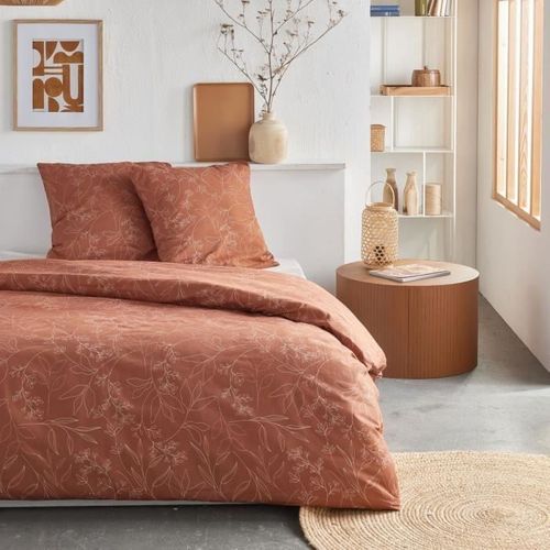 Parure De Lit - Crazy - Imprimé Floral - 2 Personnes - 220 X 240 Cm - Orange