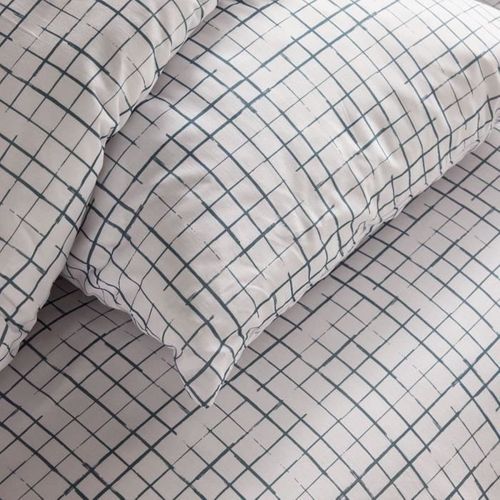 Parure De Lit - Crazy - Imprimé Carreaux - 2 Personnes - 220 X 240 Cm - Blanc