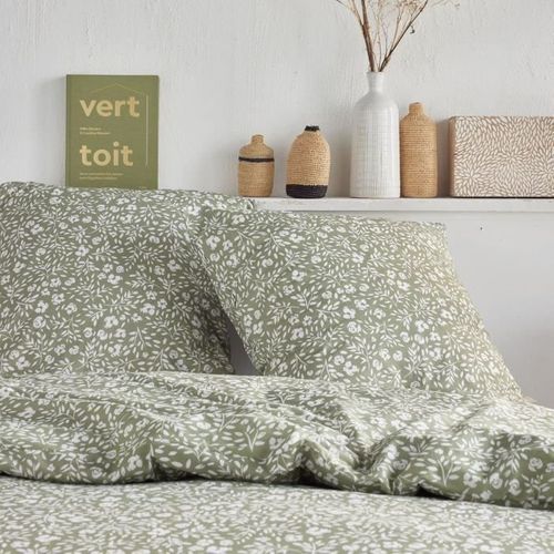 Parure De Lit - Crazy - Imprimé Floral - 2 Personnes - 220 X 240 Cm - Vert