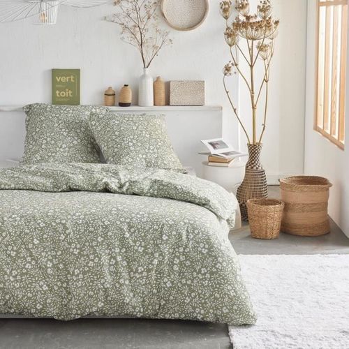 Parure De Lit - Crazy - Imprimé Floral - 2 Personnes - 220 X 240 Cm - Vert