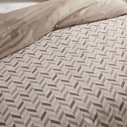 Parure De Lit - Crazy - Imprimé Graphique - 2 Personnes - 220 X 240 Cm - Beige