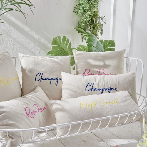 Lot De 2 Coussins Déhoussables Brodés Summer Jaune