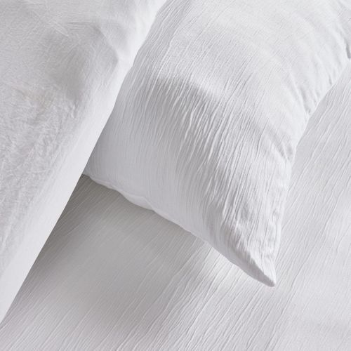 Parure De Lit - Essential - 2 Personnes - 220 X 240 Cm - Effet Crépon Blanc