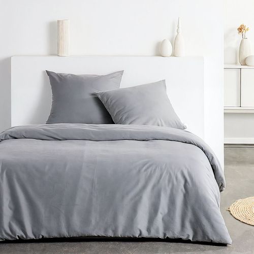 Parure De Lit - Essential - 2 Personnes - 220 X 240 Cm - Effet Crépon Gris