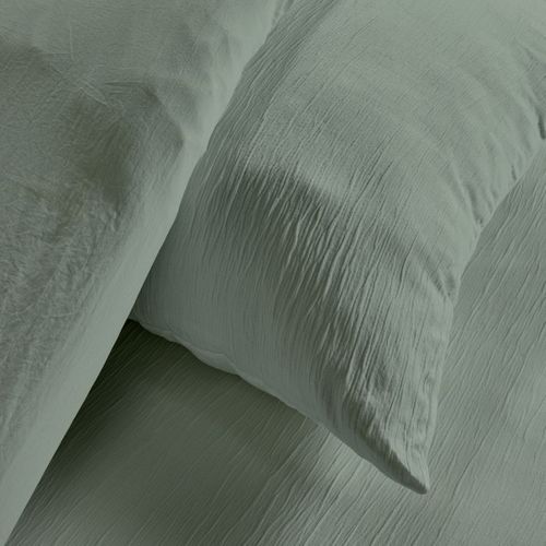 Parure De Lit - Essential - 2 Personnes - 220 X 240 Cm - Effet Crépon Sauge