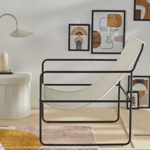 Fauteuil Chilienne Bouclette Uni Retro Mood Ecru