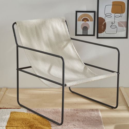 Fauteuil Chilienne Bouclette Uni Retro Mood Ecru