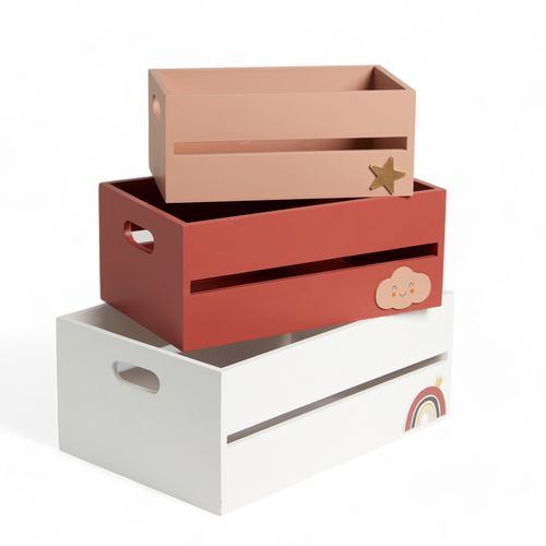 Lot De 3 Caisses La Tete Dans Les Nuages Rose