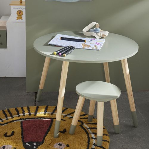 Table Ronde Enfant Bois Le Roi De La Jungle Sauge