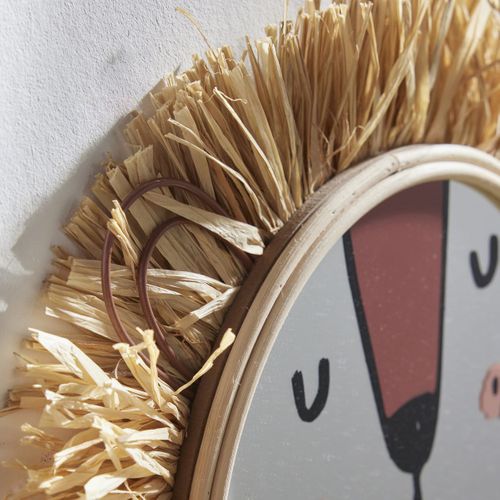 Miroir Rond Tête De Lion Le Roi De La Jungle Beige