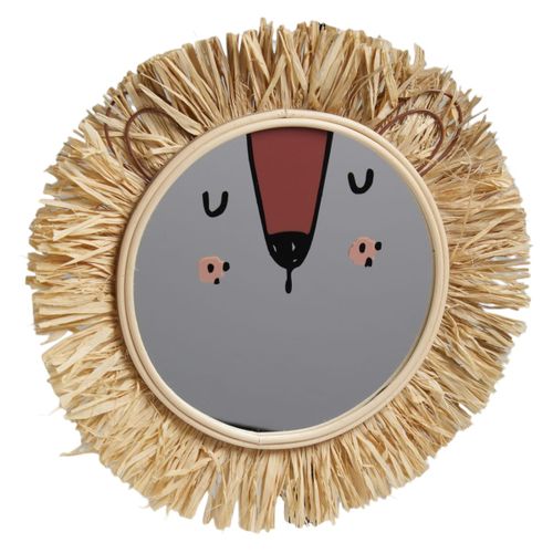 Miroir Rond Tête De Lion Le Roi De La Jungle Beige