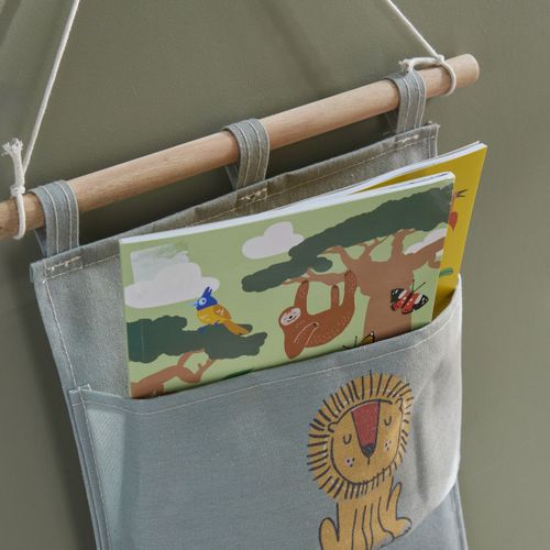 Rangement Mural Tissu Le Roi De La Jungle Gris