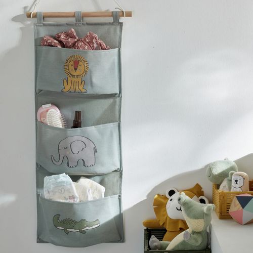 Rangement Mural Tissu Le Roi De La Jungle Gris