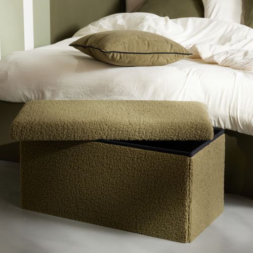 Banc Coffre En Tissu Bouclette Matcha Vert