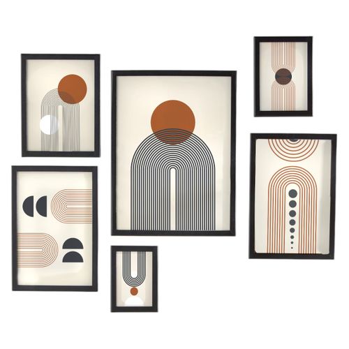 Lot De 6 Cadres Photos Bois Moka Noir