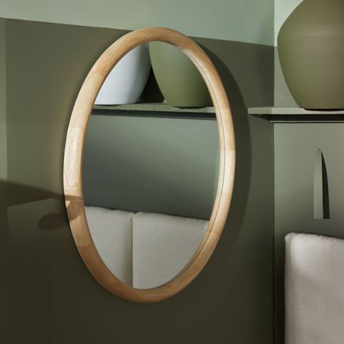Miroir Mural Rond En Bois Matcha Beige
