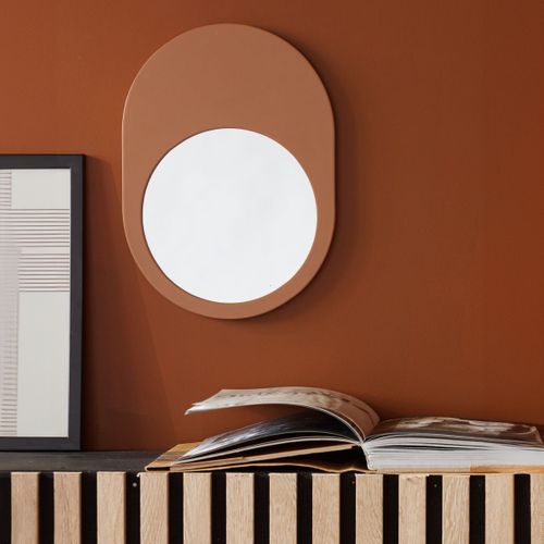 Miroir Mural Ovale En Bois Moka Marron