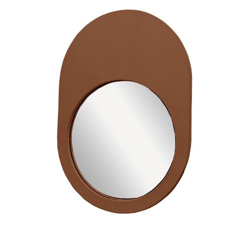 Miroir Mural Ovale En Bois Moka Marron