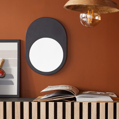 Miroir Mural Ovale En Bois Moka Noir