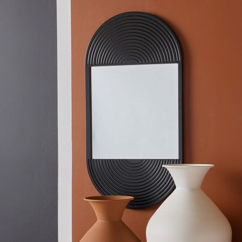 Miroir Mural Ovale En Bois Moka Noir