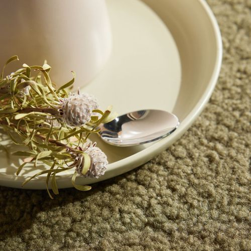 Pouf Coffre Carré En Tissu Bouclette Moka Vert