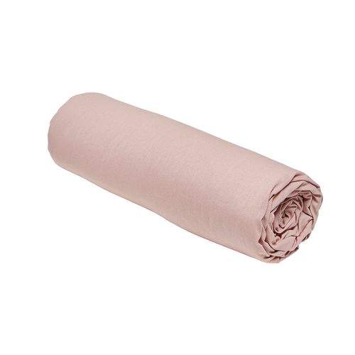 Drap Housse Essential - 140 X 200+30 Cm - 2 Personnes - 100% Coton Uni - Rose Des Sables